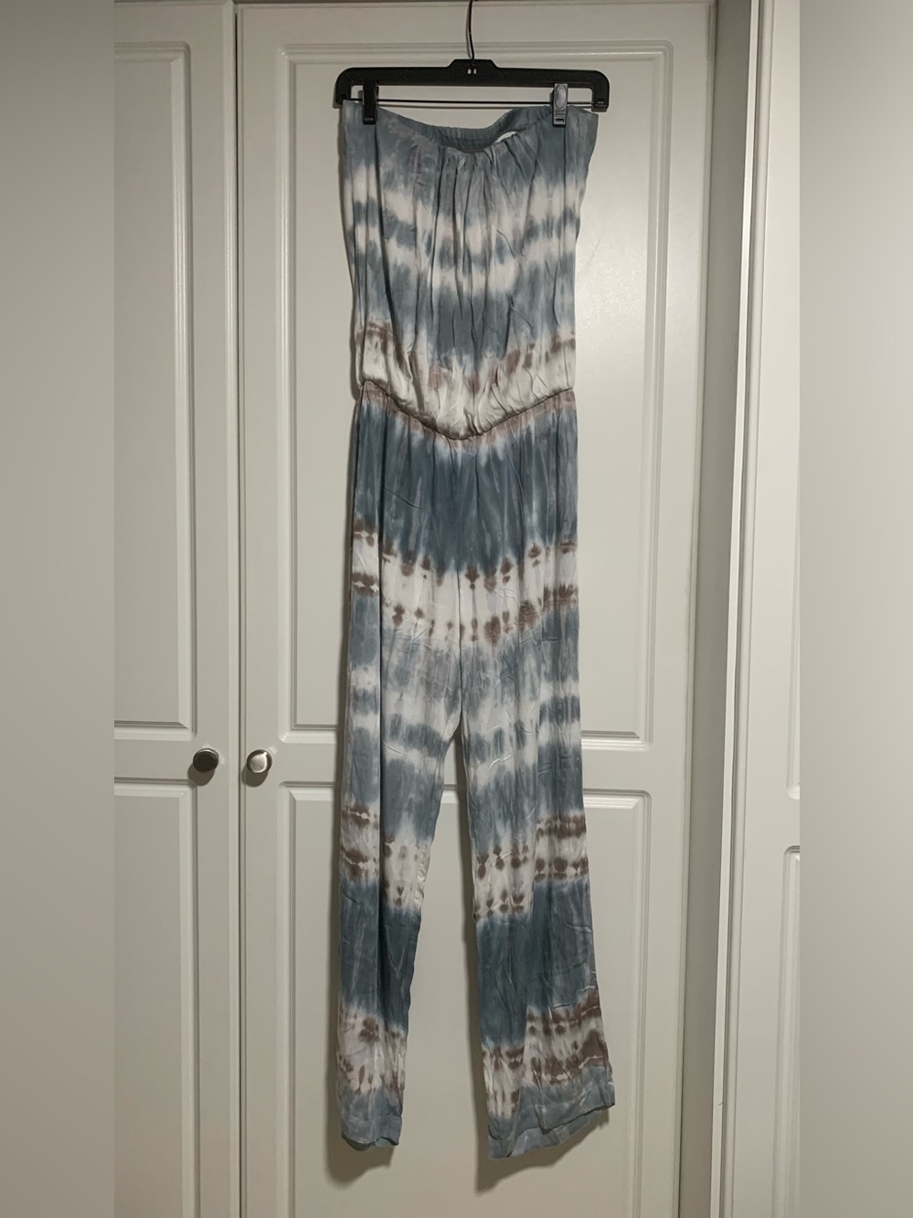 Young Fabulous & Broke Blue, White & Brown Tie-Dye Straight Leg Jumpsuit size S